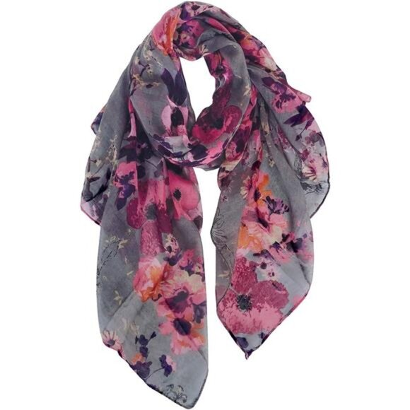 Women's Floral Flower Printed Lightweight Cotton Summer Scarves Head Sha - Picture 1 of 6
